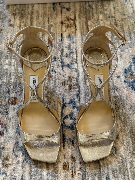 Jimmy Choo Shoes - Jimmy Choo Azia Champagne Glitter Leather Sandals